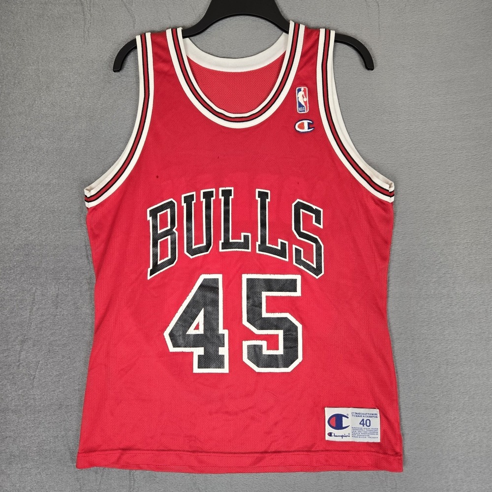Vintage 90's Champion Chicago Bulls Michael Jordan #45 Jersey Mens 40 RED